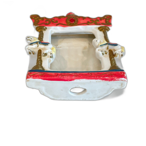 Vintage Porcelain Circus Theme Picture Frame w/Big Top & Carousel Horses 5.5" - Picture 8 of 10